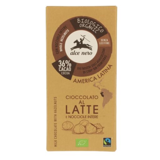 Alce Nero BIO Mogyorós táblás tejcsokoládé 100g