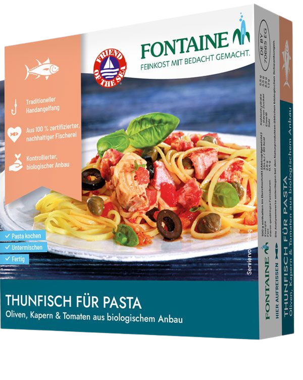 Fontaine Tonhal tésztaszósz bio olajbogyóval, kapribogyóval, paradicsommal 190g