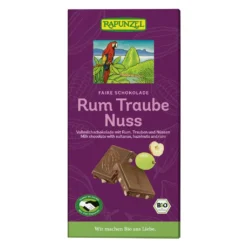 Rapunzel Tejcsokoládé rum-mazsola-mogyoró BIO 100g
